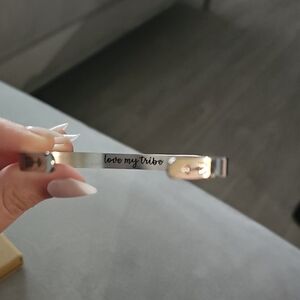 Silver 'Love My Tribe' Bangal Bracelet